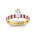 Load image into Gallery viewer, marquise-cut-french-pave-pink-sapphire-wedding-ring-set-in-yellow-gold-FD11408MQGSADRPIANGLE5-NL-YG_b7e25557-283c-4f29-b804-12362759470b?v=1763104434
