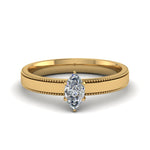Load image into Gallery viewer, Single Stone Marquise Cut Milgrain Engagement Ring
