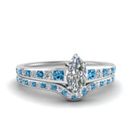 Load image into Gallery viewer, marquise-cut-graduated-channel-diamond-wedding-set-with-blue-topaz-in-FD122866MQGICBLTO-NL-WG
