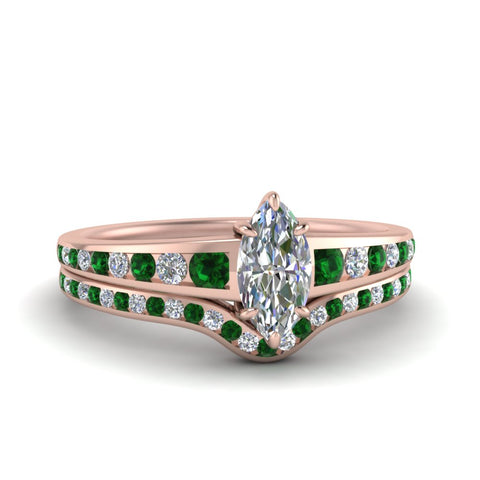 marquise-cut-graduated-channel-diamond-wedding-set-with-emerald-in-FD122866MQGEMGR-NL-RG