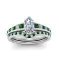 Thumbnail 44 - marquise-cut-graduated-channel-diamond-wedding-set-with-emerald-in-FD122866MQGEMGR-NL-WG