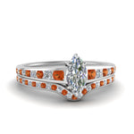 Load image into Gallery viewer, marquise-cut-graduated-channel-diamond-wedding-set-with-orange-sapphire-in-FD122866MQGSAOR-NL-WG
