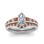 Load image into Gallery viewer, marquise-cut-graduated-channel-diamond-wedding-set-with-orange-sapphire-in-FD122866MQGSAOR-NL-WG
