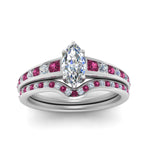 Load image into Gallery viewer, marquise-cut-graduated-channel-diamond-wedding-set-with-pink-sapphire-in-FD122866MQGSADRPI-NL-WG
