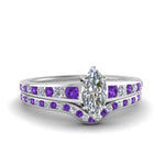 Load image into Gallery viewer, marquise-cut-graduated-channel-diamond-wedding-set-with-purple-topaz-in-FD122866MQGVITO-NL-WG
