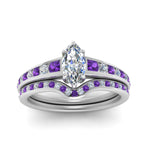 Load image into Gallery viewer, marquise-cut-graduated-channel-diamond-wedding-set-with-purple-topaz-in-FD122866MQGVITO-NL-WG
