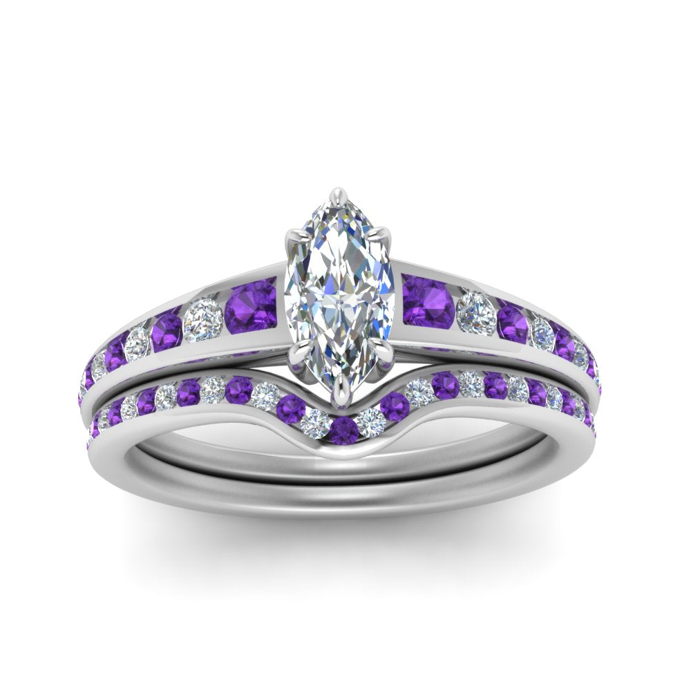marquise-cut-graduated-channel-diamond-wedding-set-with-purple-topaz-in-FD122866MQGVITO-NL-WG