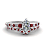 Load image into Gallery viewer, marquise-cut-graduated-channel-diamond-wedding-set-with-ruby-in-FD122866MQGRUDR-NL-WG
