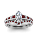 Load image into Gallery viewer, marquise-cut-graduated-channel-diamond-wedding-set-with-ruby-in-FD122866MQGRUDR-NL-WG
