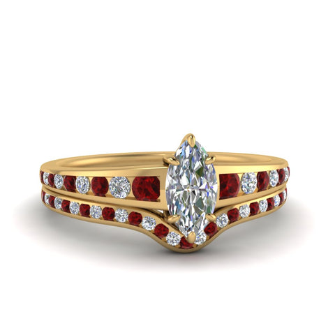 marquise-cut-graduated-channel-diamond-wedding-set-with-ruby-in-FD122866MQGRUDR-NL-YG