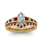 Load image into Gallery viewer, marquise-cut-graduated-channel-diamond-wedding-set-with-ruby-in-FD122866MQGRUDR-NL-YG
