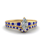 Load image into Gallery viewer, marquise-cut-graduated-channel-diamond-wedding-set-with-sapphire-in-FD122866MQGSABL-NL-YG
