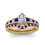 Load image into Gallery viewer, marquise-cut-graduated-channel-diamond-wedding-set-with-sapphire-in-FD122866MQGSABL-NL-YG
