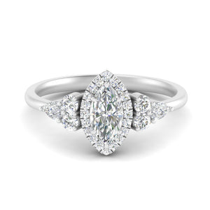 Marquise Cut Diamond Halo Cluster Ring