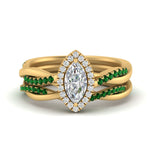 Load image into Gallery viewer, marquise-cut-halo-emerald-infinity-bridal-set-in-yellow-gold-FD9212MQGEMGR-NL-YG-B2.jpg