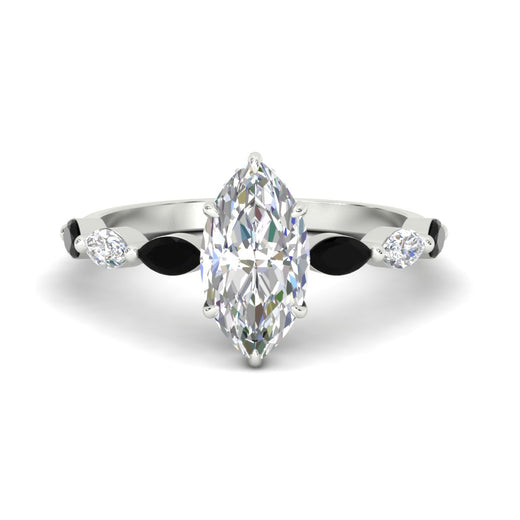 Marquise Cut Lab Diamond Hidden Halo Ring