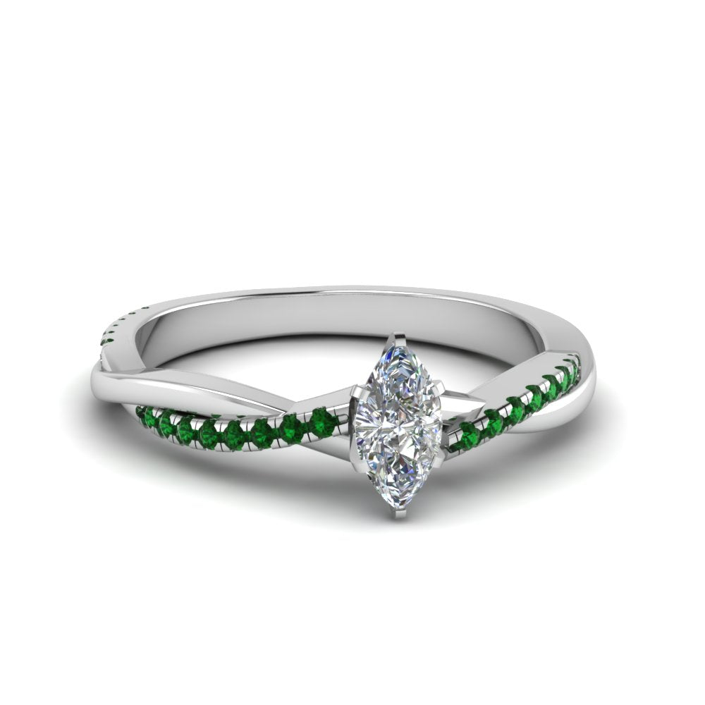 marquise-cut-infinity-twist-diamond-engagement-ring-with-emerald-in-14K-white-gold-FD8253MQRGEMGR-NL-WG