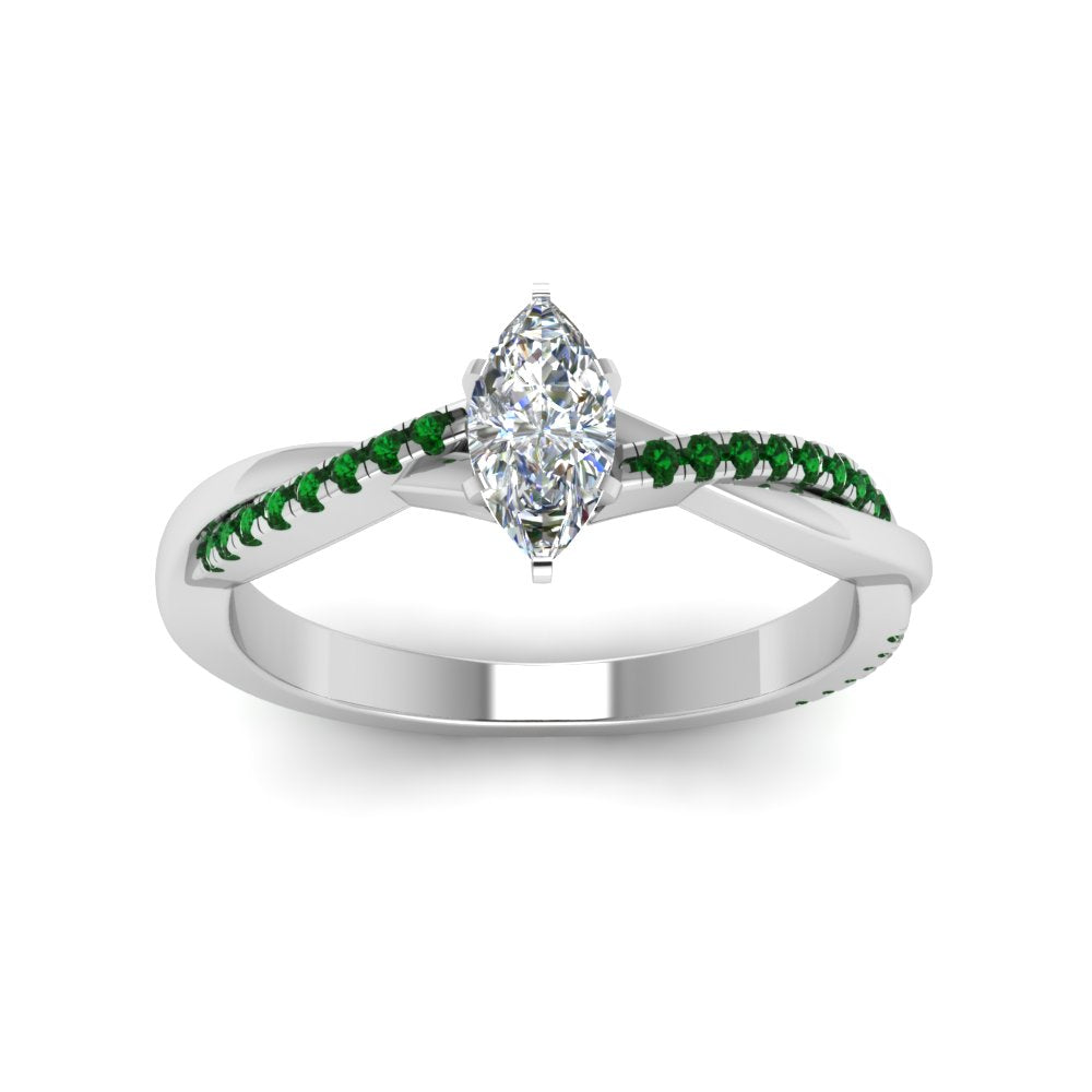 marquise-cut-infinity-twist-diamond-engagement-ring-with-emerald-in-14K-white-gold-FD8253MQRGEMGR-NL-WG