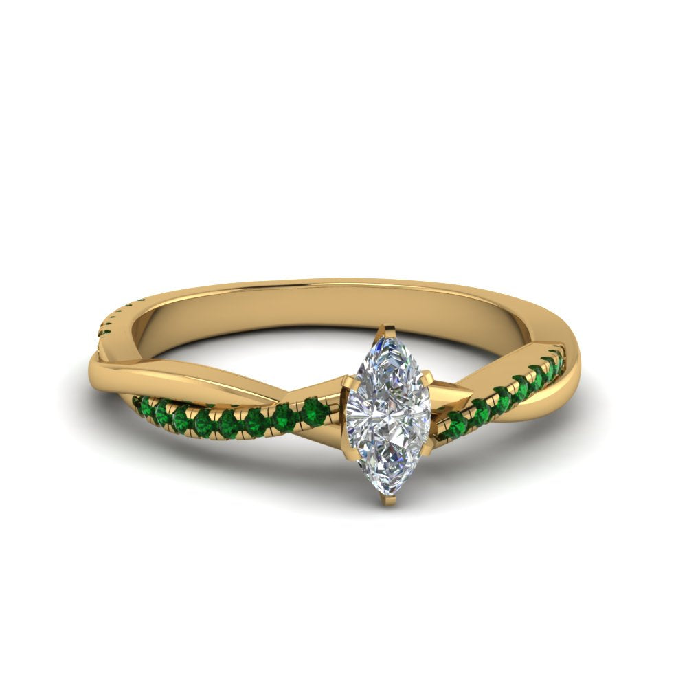 marquise-cut-infinity-twist-diamond-engagement-ring-with-emerald-in-14K-yellow-gold-FD8253MQRGEMGR-NL-YG