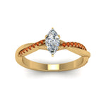 Load image into Gallery viewer, marquise-cut-infinity-twist-diamond-engagement-ring-with-orange-sapphire-in-14K-yellow-gold-FD8253MQRGSAOR-NL-YG
