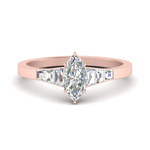Marquise Cut Tapering Trapezoid Man Made Diamond Ring