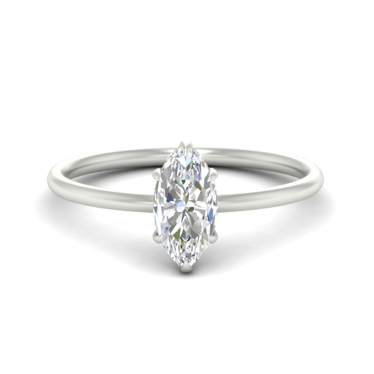 Marquise Cut Lab Created Hidden Halo Engagement Ring