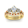 Load image into Gallery viewer, marquise-cut-orange-sapphire-channel-band-celtic-bridal-set-in-yellow-gold-fdens2255mqgsaorangle5-nl-yg-ws2.jpg