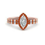 Load image into Gallery viewer, marquise-cut-orange-sapphire-halo-wedding-ring-set-in-rose-gold-FD8523MQGSAOR-NL-RG