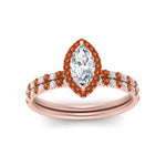Load image into Gallery viewer, marquise-cut-orange-sapphire-halo-wedding-ring-set-in-rose-gold-FD8523MQGSAOR-NL-RG
