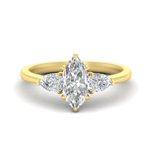 Marquise Cut Pear 3 Stone Cathedral Engagement Ring