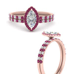 Load image into Gallery viewer, marquise-cut-pink-sapphire-halo-wedding-ring-set-in-rose-gold-FD8523MQGSADRPI-NL-RG

