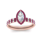 Load image into Gallery viewer, marquise-cut-pink-sapphire-halo-wedding-ring-set-in-rose-gold-FD8523MQGSADRPI-NL-RG