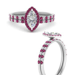 Load image into Gallery viewer, marquise-cut-pink-sapphire-halo-wedding-ring-set-in-white-gold-FD8523MQGSADRPI-NL-WG
