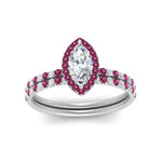 Load image into Gallery viewer, marquise-cut-pink-sapphire-halo-wedding-ring-set-in-white-gold-FD8523MQGSADRPI-NL-WG