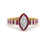 Load image into Gallery viewer, marquise-cut-pink-sapphire-halo-wedding-ring-set-in-yellow-gold-FD8523MQGSADRPI-NL-YG