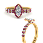 Load image into Gallery viewer, marquise-cut-pink-sapphire-halo-wedding-ring-set-in-yellow-gold-FD8523MQGSADRPI-NL-YG