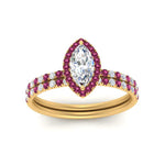 Load image into Gallery viewer, marquise-cut-pink-sapphire-halo-wedding-ring-set-in-yellow-gold-FD8523MQGSADRPI-NL-YG