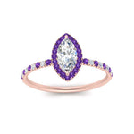 Load image into Gallery viewer, marquise-cut-purple-topaz-halo-petite-engagement-ring-in-rose-gold-FD8523MQRGVITOANGLE3-NL-RG