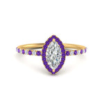 Load image into Gallery viewer, marquise-cut-purple-topaz-halo-petite-engagement-ring-in-yellow-gold-FD8523MQRGVITOANGLE3-NL-YG