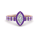 Load image into Gallery viewer, marquise-cut-purple-topaz-halo-wedding-ring-set-in-rose-gold-FD8523MQGVITO-NL-RG
