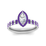 Load image into Gallery viewer, marquise-cut-purple-topaz-halo-wedding-ring-set-in-white-gold-FD8523MQGVITO-NL-WG