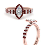 Load image into Gallery viewer, marquise-cut-ruby-halo-wedding-ring-set-in-rose-gold-FD8523MQGRUDR-NL-RG