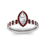 Load image into Gallery viewer, marquise-cut-ruby-halo-wedding-ring-set-in-white-gold-FD8523MQGRUDR-NL-WG
