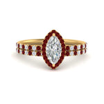 Load image into Gallery viewer, marquise-cut-ruby-halo-wedding-ring-set-in-yellow-gold-FD8523MQGRUDR-NL-YG
