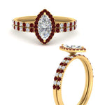 Load image into Gallery viewer, marquise-cut-ruby-halo-wedding-ring-set-in-yellow-gold-FD8523MQGRUDR-NL-YG
