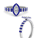 Load image into Gallery viewer, marquise-cut-sapphire-halo-wedding-ring-set-in-white-gold-FD8523MQGSABL-NL-WG
