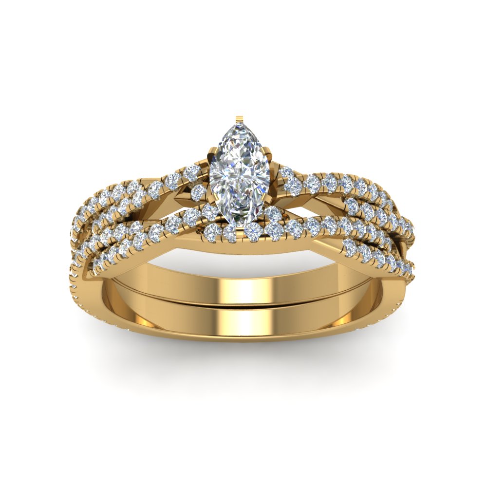 marquise-cut-simple-diamond-twisted-vine-bridal-ring-sets-in-14K-yellow-gold-FD8233MQ-NL-YG
