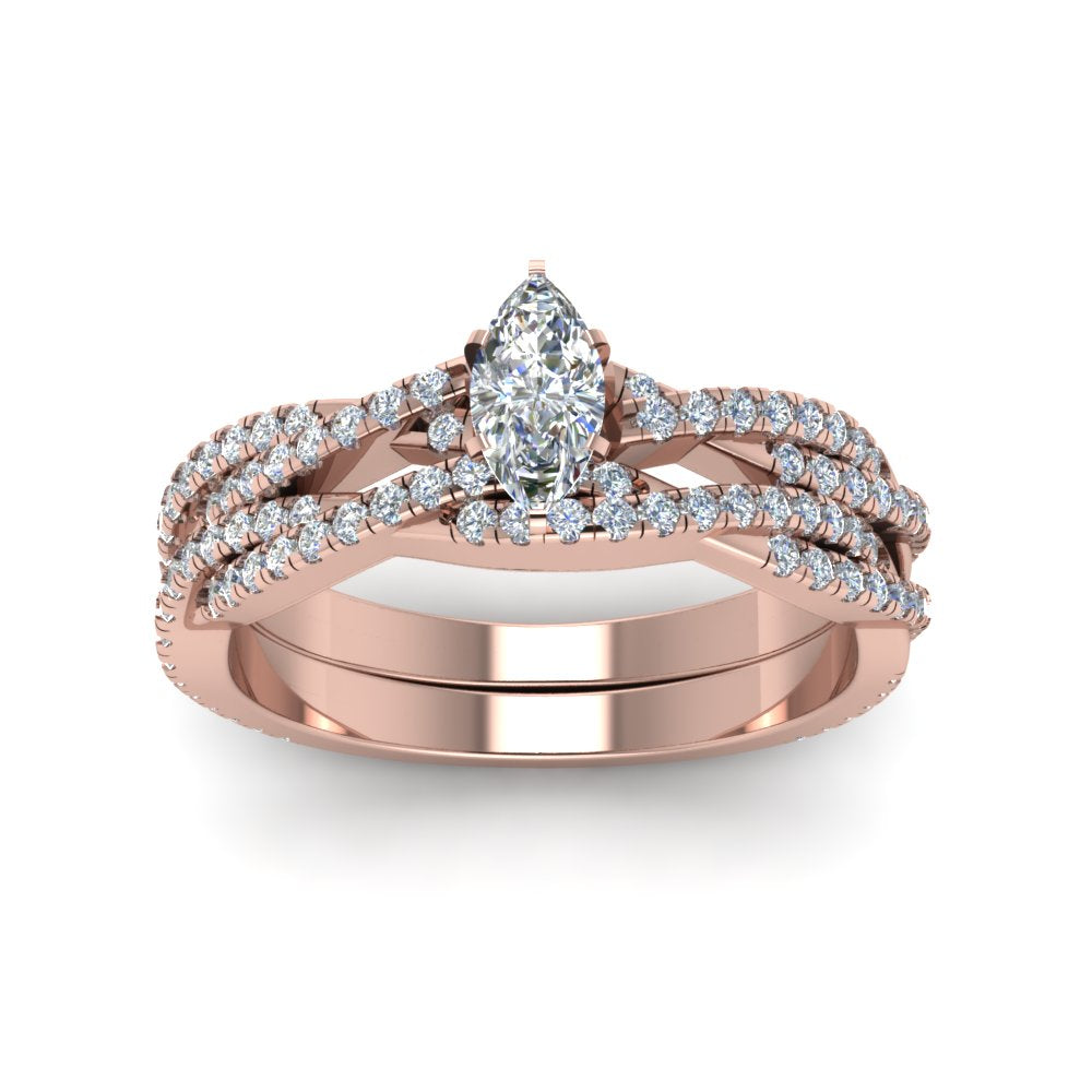 marquise-cut-simple-diamond-twisted-vine-bridal-ring-sets-in-18K-rose-gold-FD8233MQ-NL-RG
