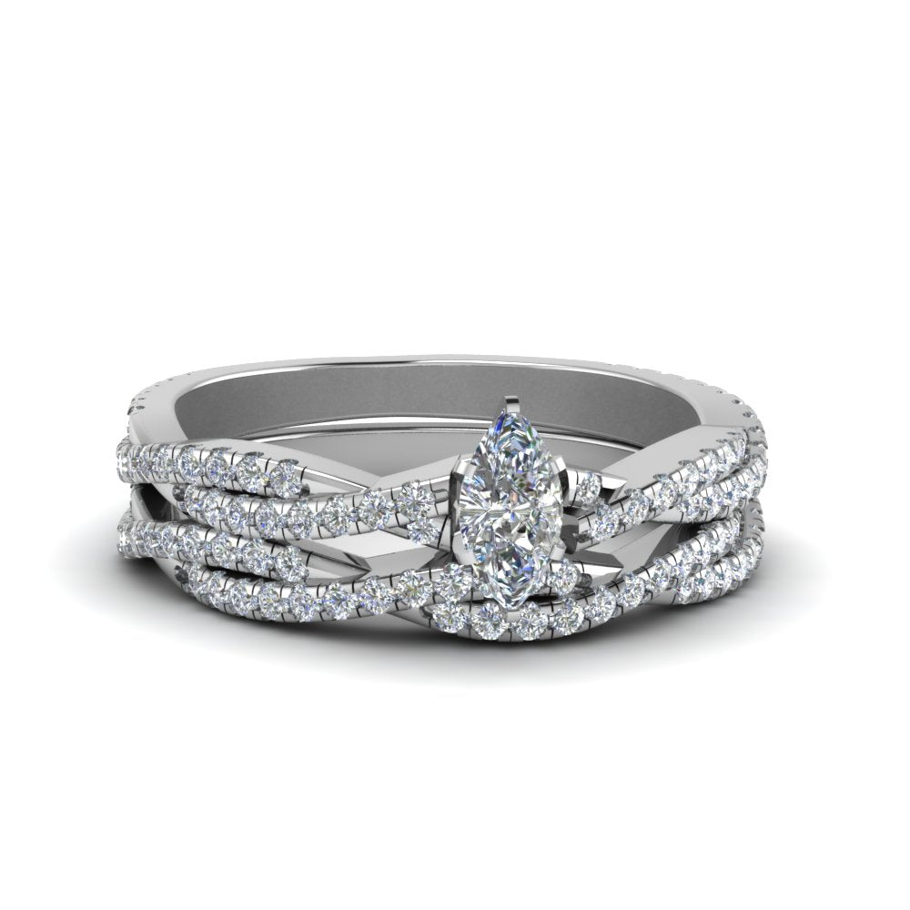 marquise-cut-simple-diamond-twisted-vine-bridal-ring-sets-in-18K-white-gold-FD8233MQ-NL-WG