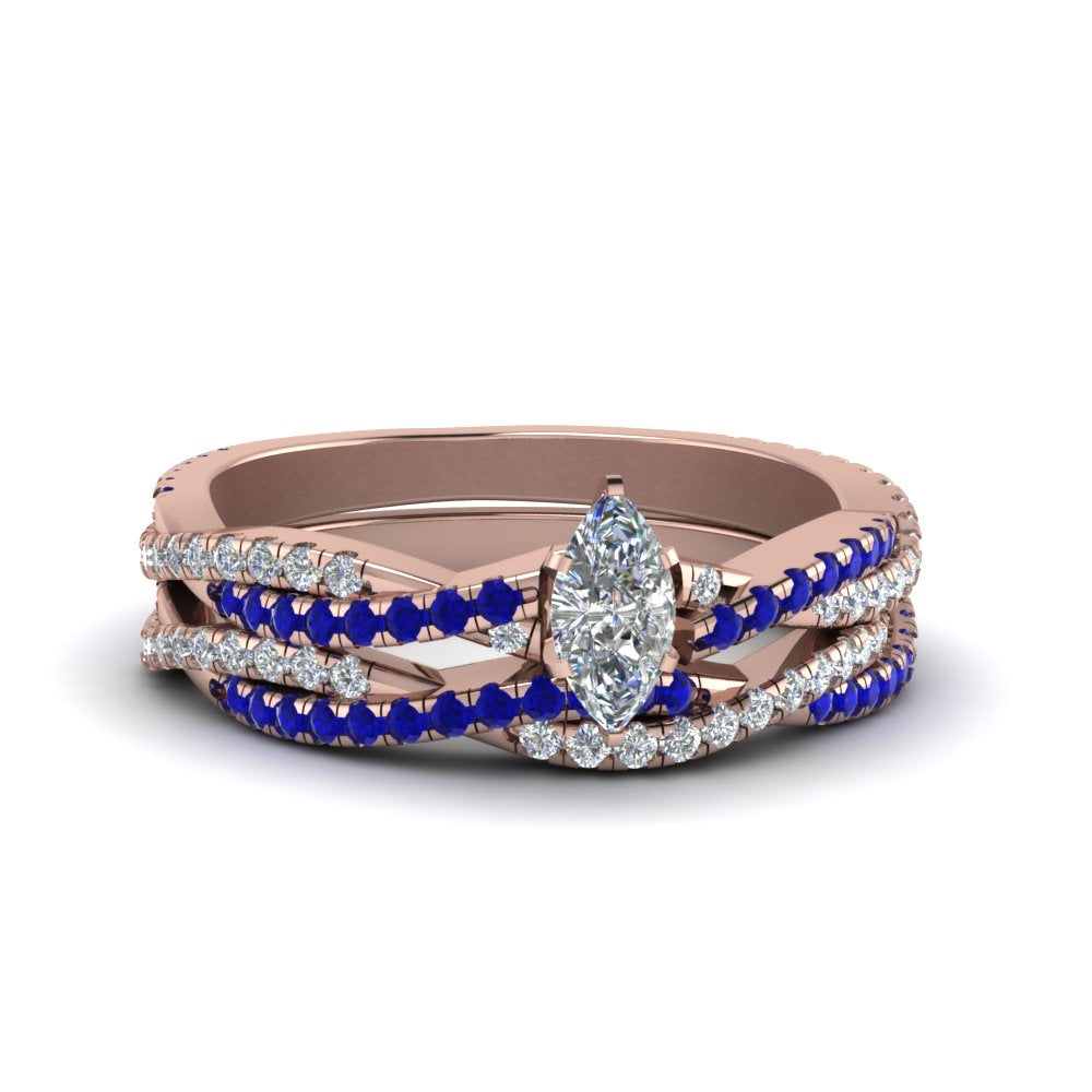 marquise-cut-simple-diamond-twisted-vine-bridal-ring-sets-with-blue-sapphire-in-14K-rose-gold-FD8233MQGSABL-NL-RG